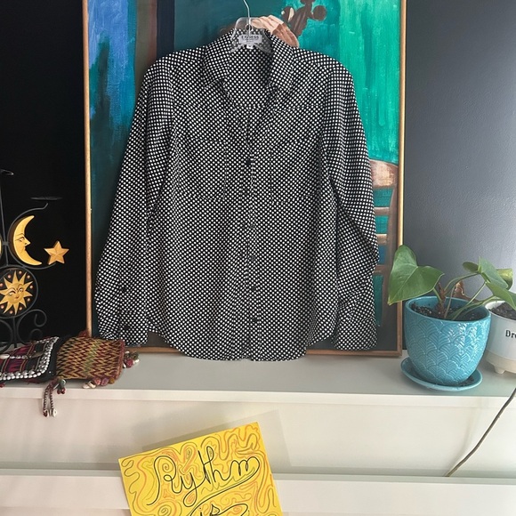 Classic Y2K Black and White Polka Dot Men's Shirt XS - Picture 2 of 16